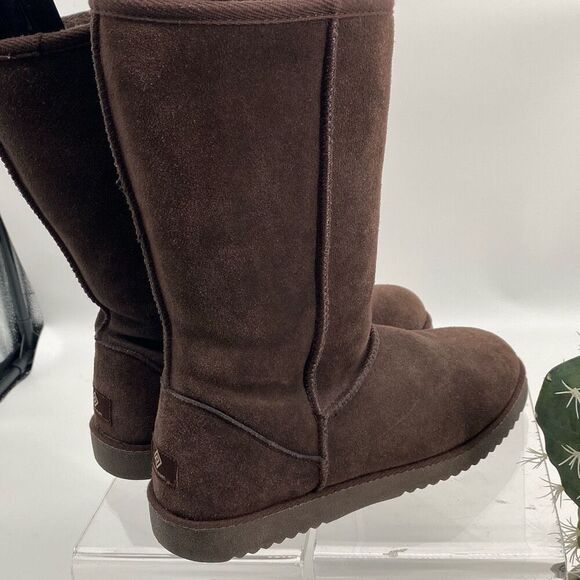 DREAM PAIRS High-top Winter Snow Boots Slip-On Leather Faux Lined Brown 10 - Picture 8 of 13